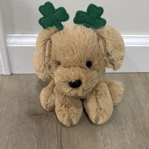 Aurora St. Patrick's Day Golden Lab Stuffed Lucky Shamrock Silky Plush 6" Plus